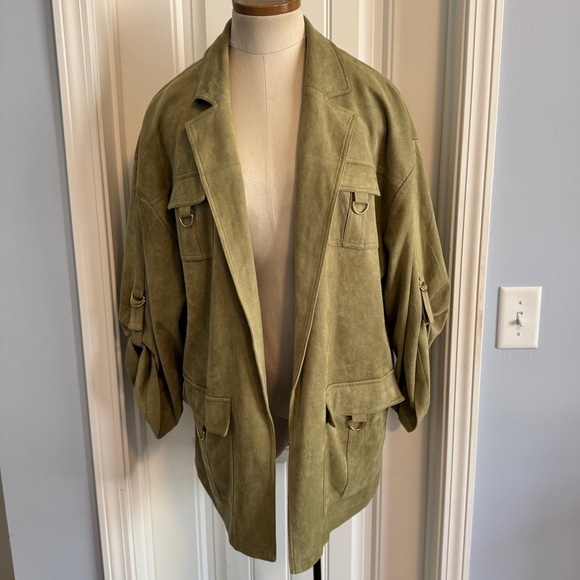 Andersen & Lauth One Size Green Suede Jacket ~ Chore Utility Boho Modern - Picture 2 of 9